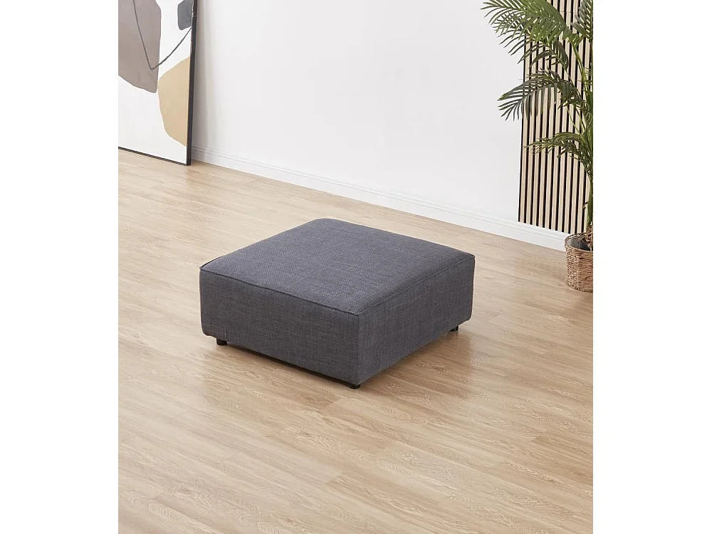 Puff modular chaise longue sofá cama o auxiliar de 90x90x42 cm de tela en gris Craft