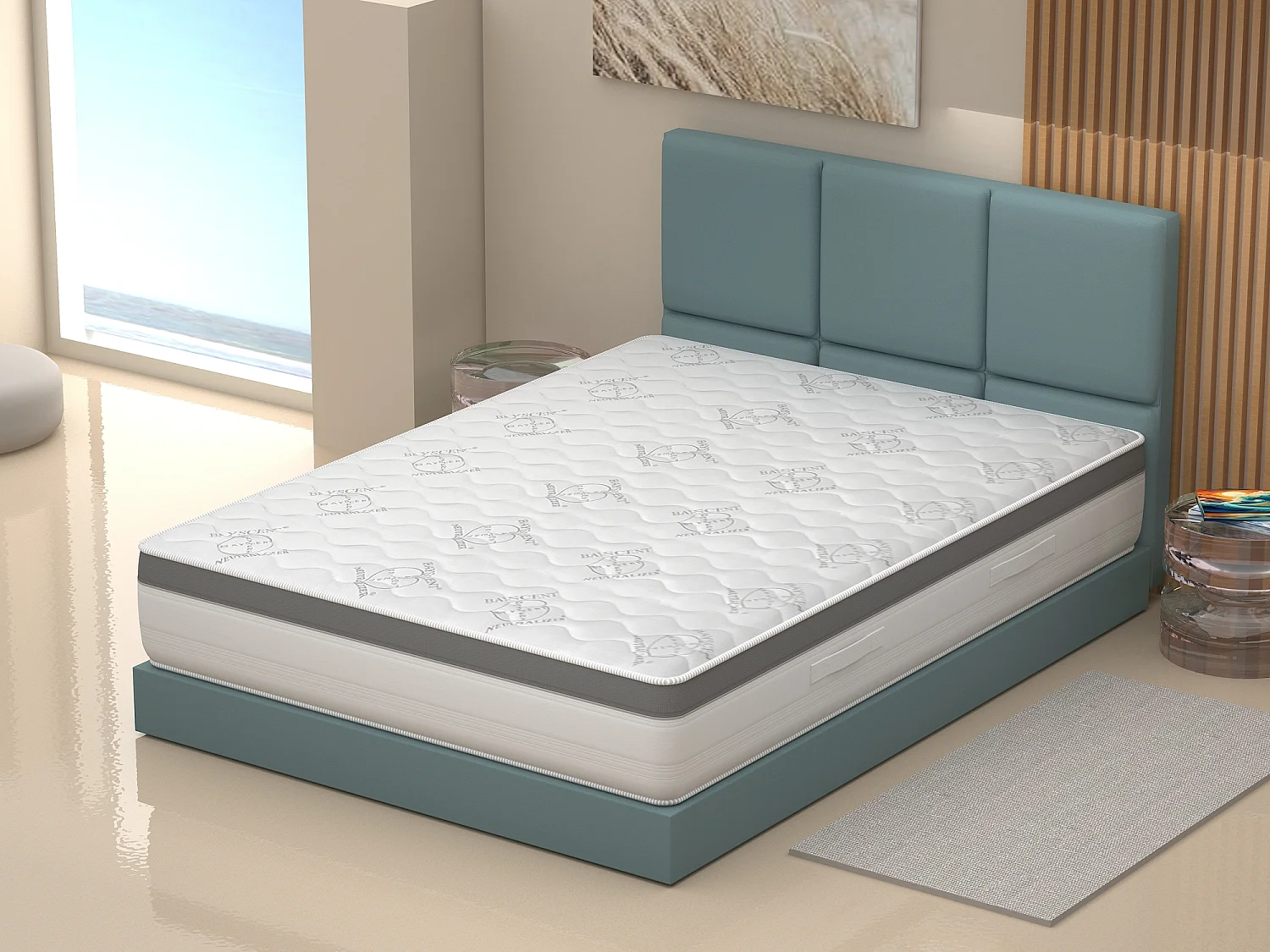 Matelas 5 couches, Memory Foam, Bayscent Neutralizer Amovible,13 zones 90x200x25