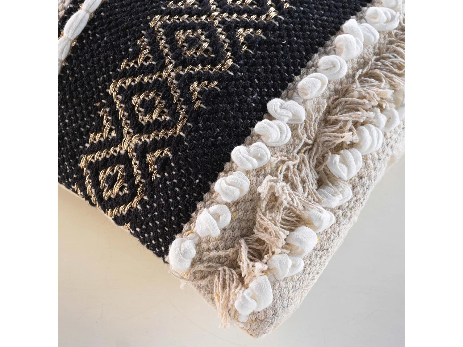 Coussin Déco "Mirage" 30x50cm Naturel & Noir