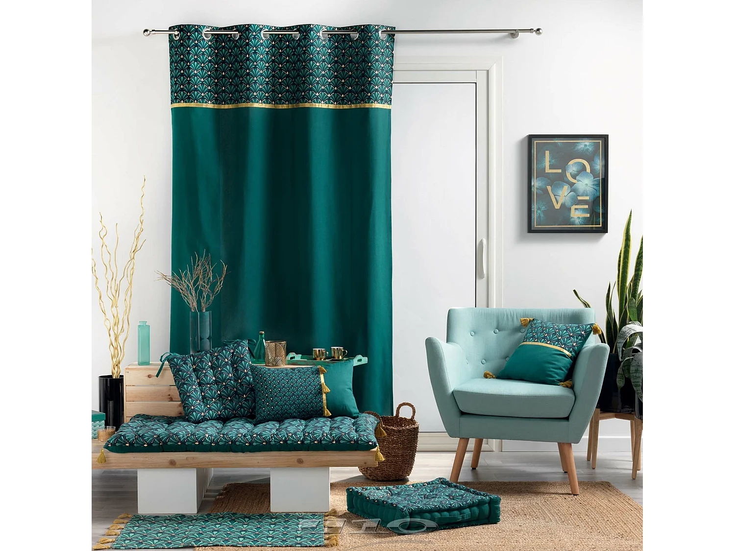 Coussin Déco Imprimé "Art Chic" 40x40cm Bleu