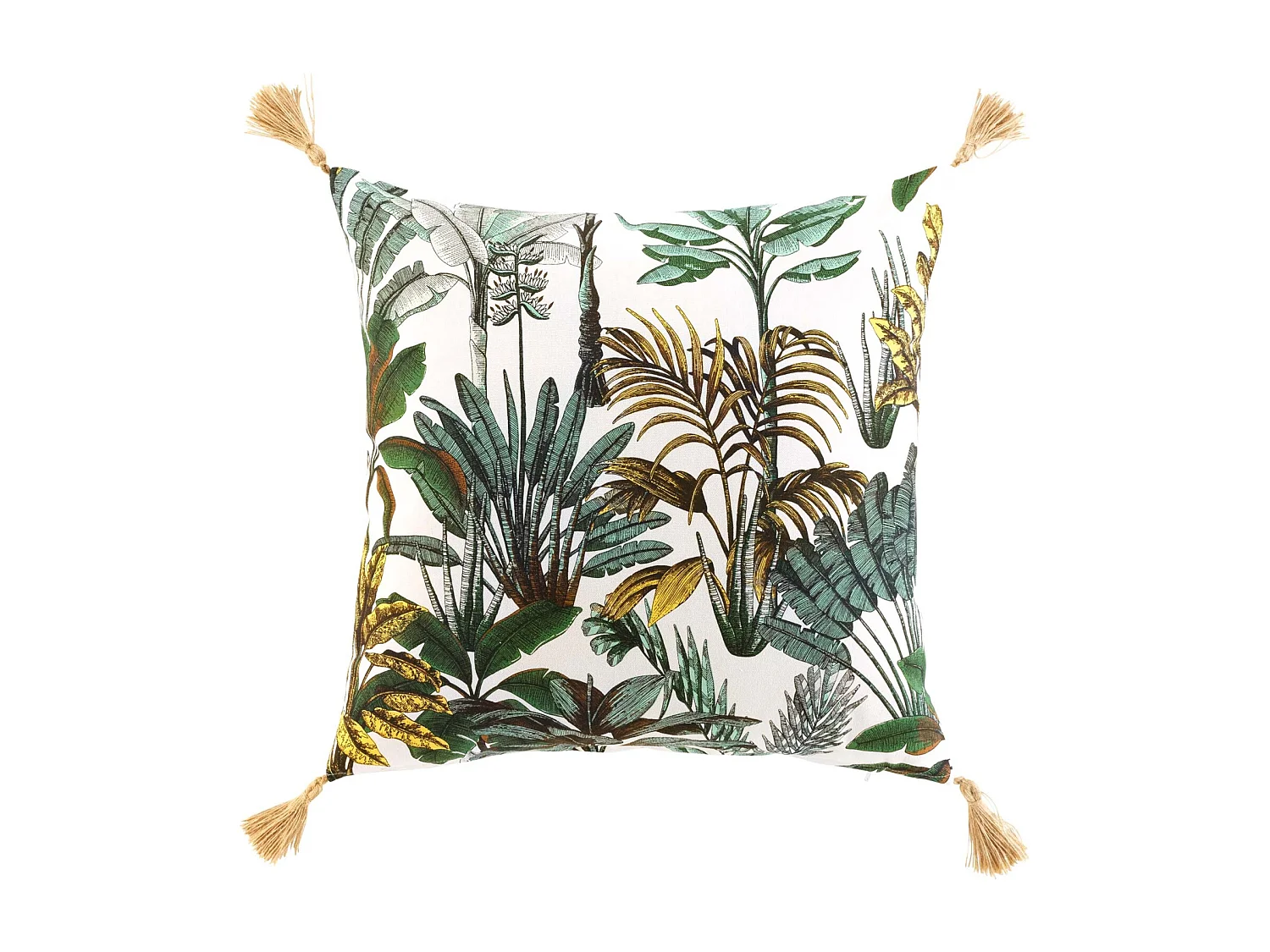 Coussin Déco Imprimé "Balinesia" 50x50cm Naturel
