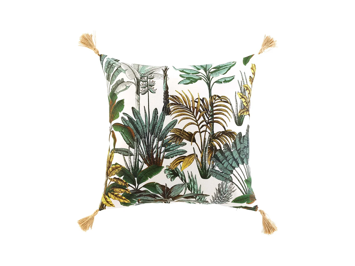 Coussin Déco Imprimé "Balinesia" 50x50cm Naturel