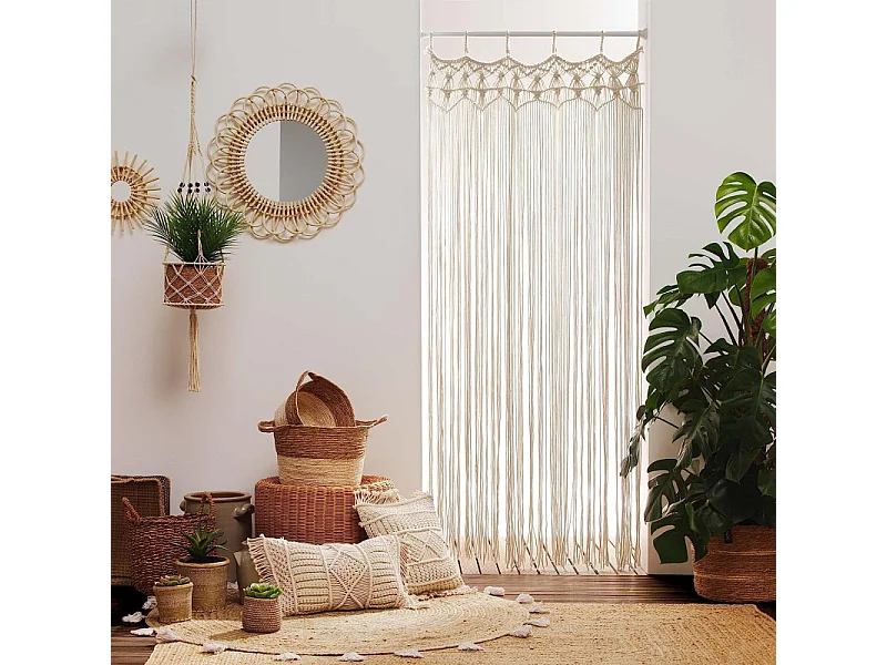 Coussin Déco à Franges "Macralina" 30x50cm Beige