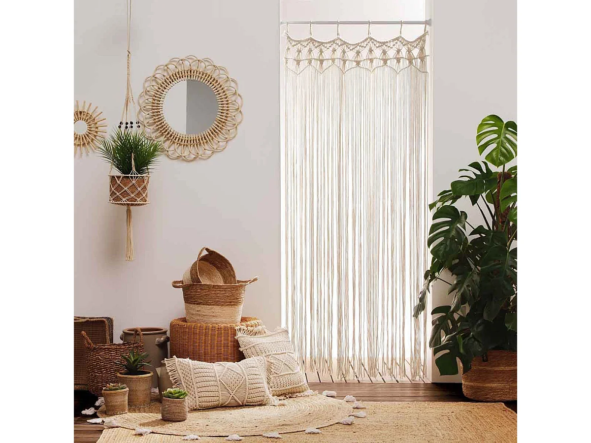 Coussin Déco à Franges "Macralina" 30x50cm Beige