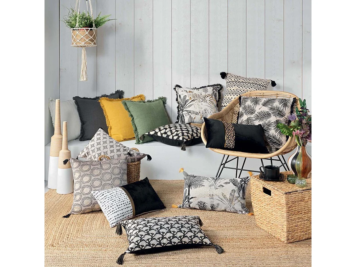 Coussin à Franges "Vanina" 45x45cm Jaune