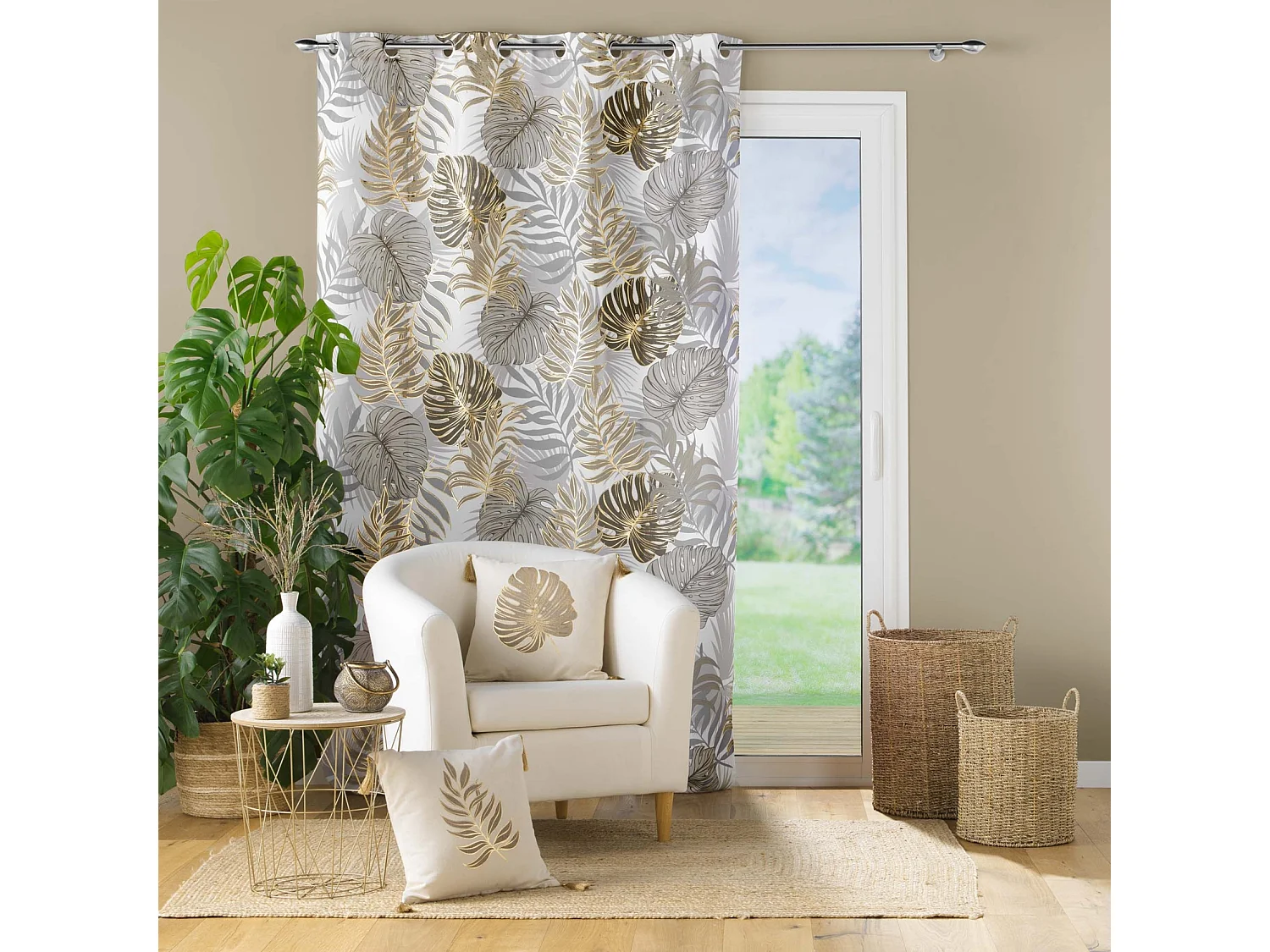 Coussin Déco Imprimé "Mogador" 40x40cm Beige