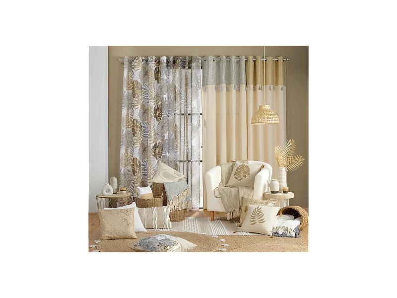 Coussin Déco Imprimé "Mogador" 40x40cm Beige