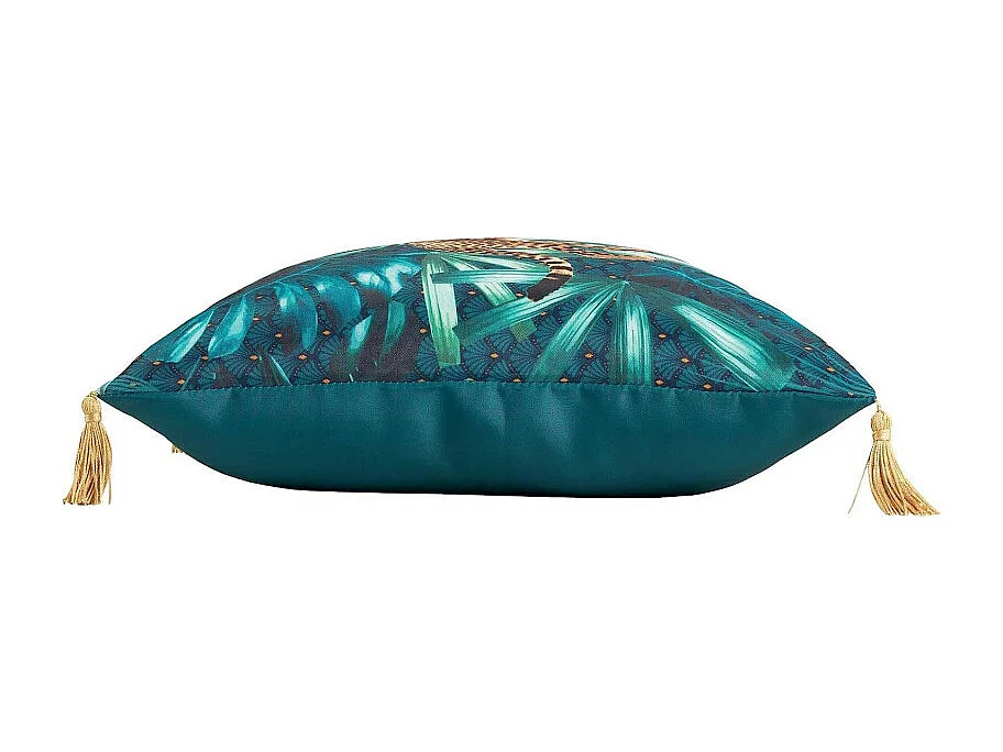 Coussin à Pompons "Blue Garden" 40x40cm Bleu