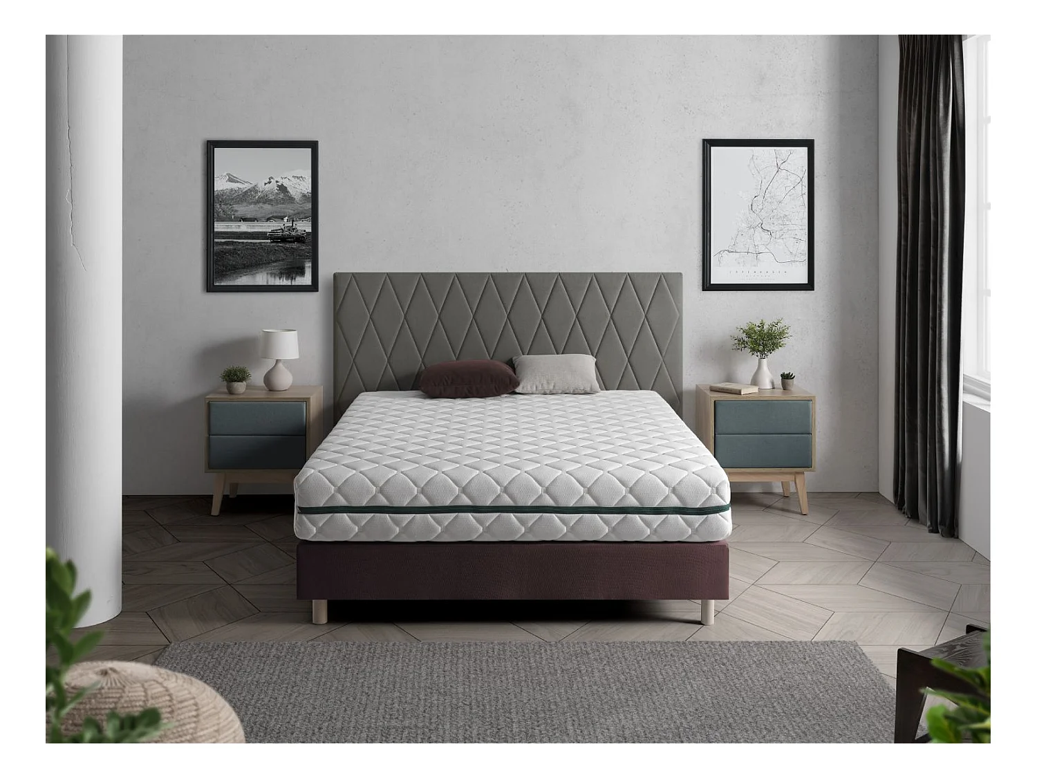 Colchon Desenfundable 150X200 ELBA, Altura 22 CM, Espuma Adaptable, Ergonómico. Firmeza Equilibrada