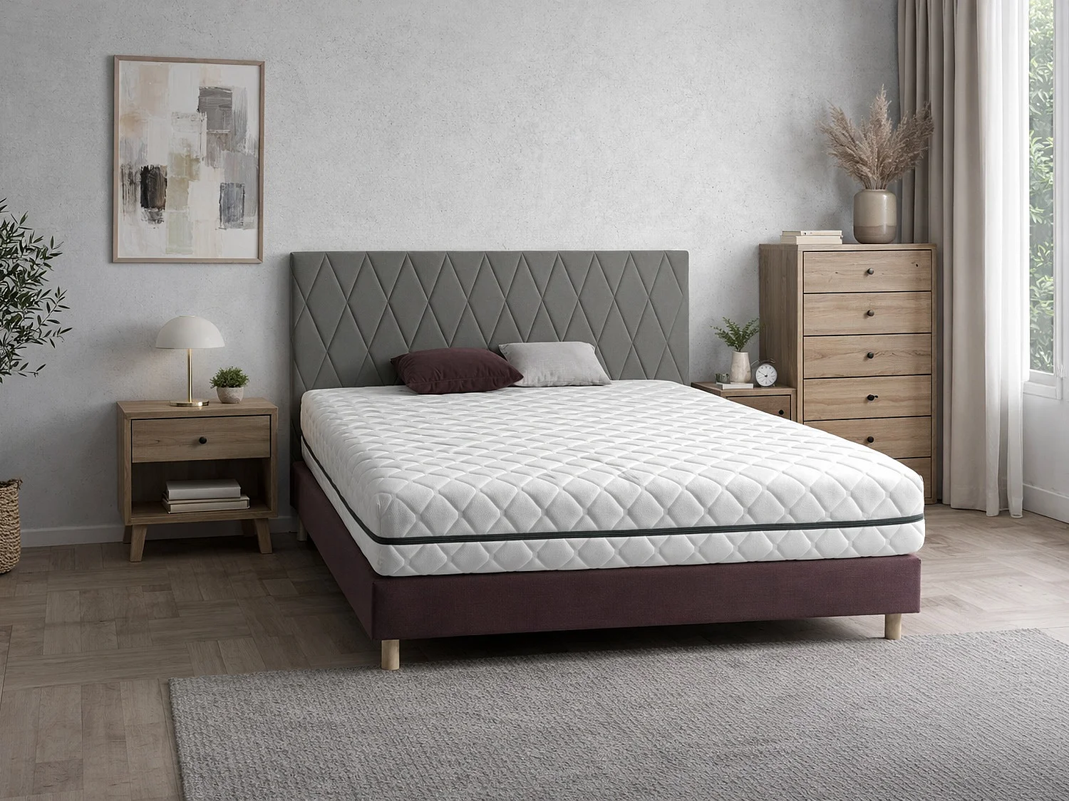 Matelas Ressorts Ensachés 105X190 ELBA, Epaisseur 24 CM, 7 zones de confort. Déhoussable. Hygiénique et respirant