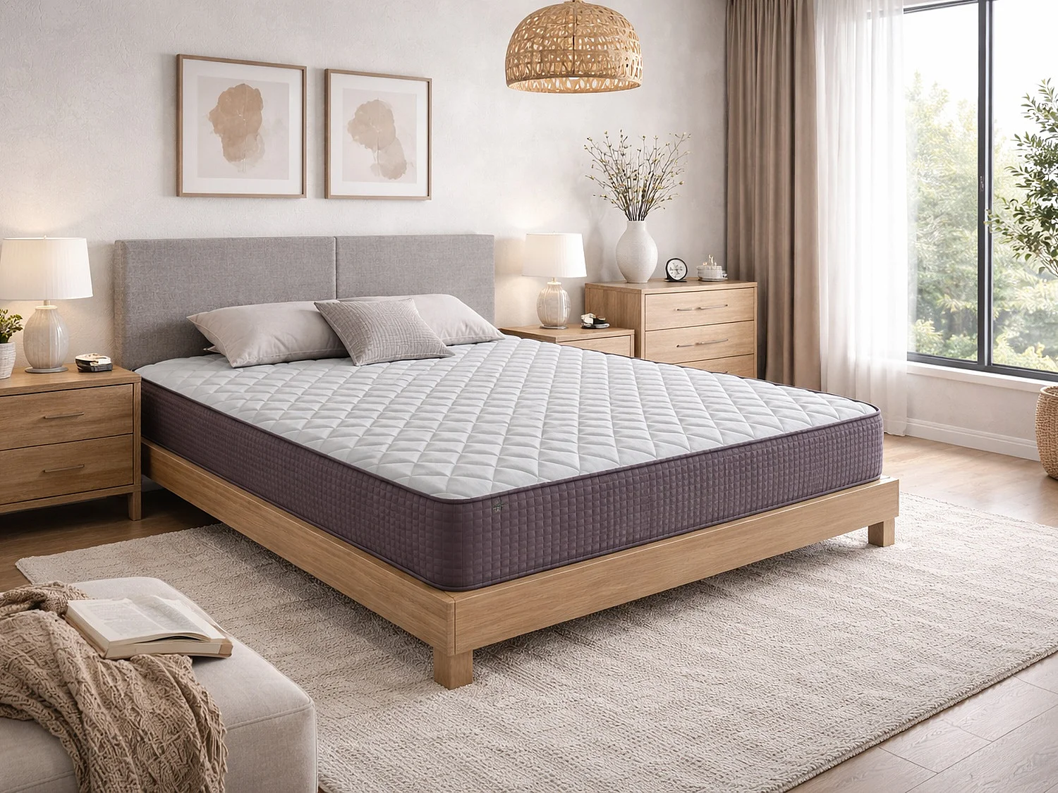 Matelas Ressorts Ensachés 135X190 LOIRA, Epaisseur 24 CM, 7 zones de confort. Réducteur de point de pression