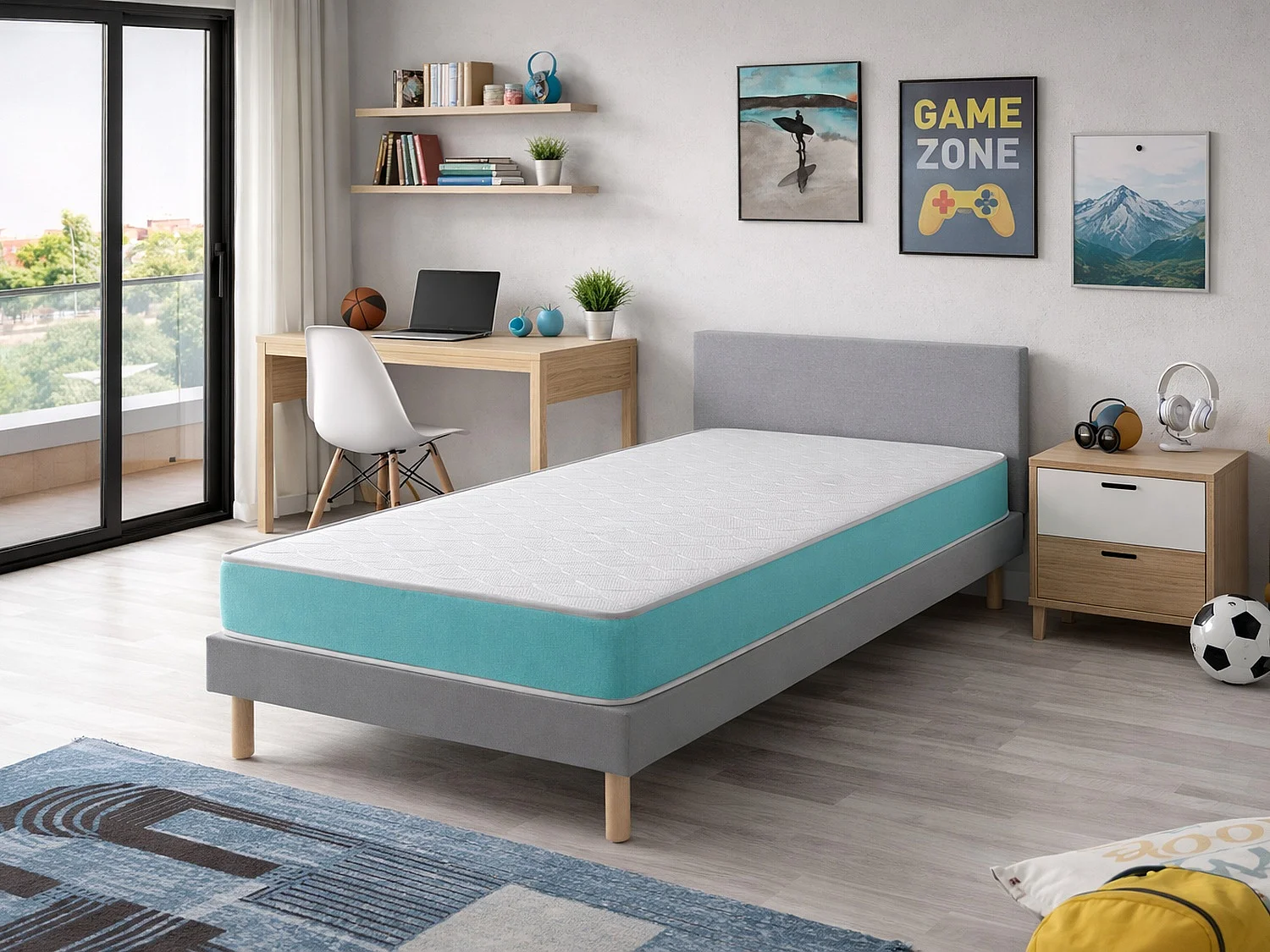 Matelas en  mousse respirante 80X190 TUBKAL, Epaisseur 14 CM , Ergonomique et adaptable