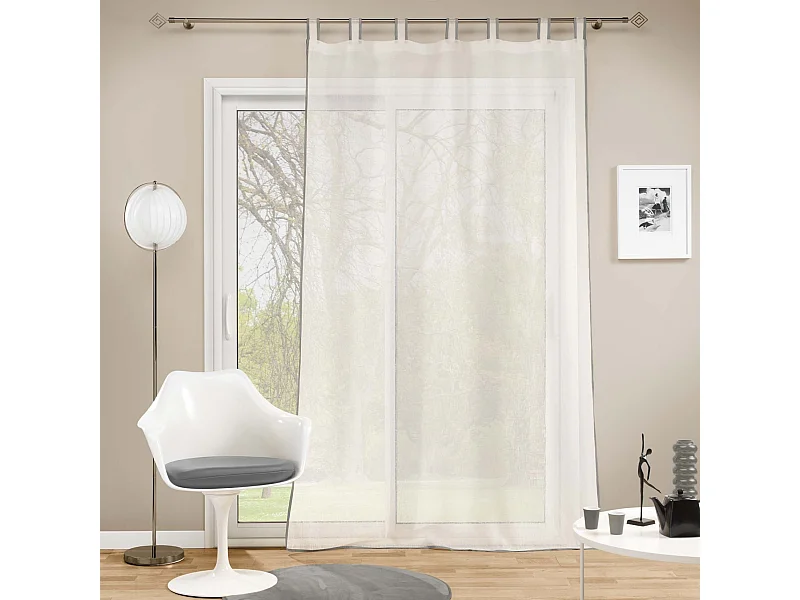 Rideau Voilage à Passants "Casalina" 140x240cm Blanc & Gris