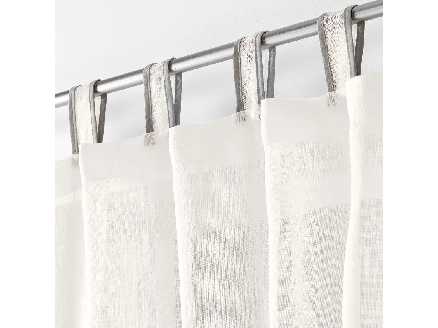 Rideau Voilage à Passants "Casalina" 140x240cm Blanc & Gris