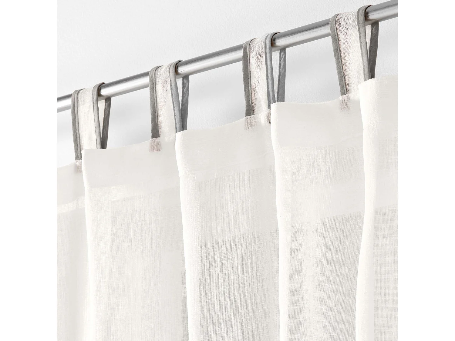 Rideau Voilage à Passants "Casalina" 140x240cm Blanc & Gris