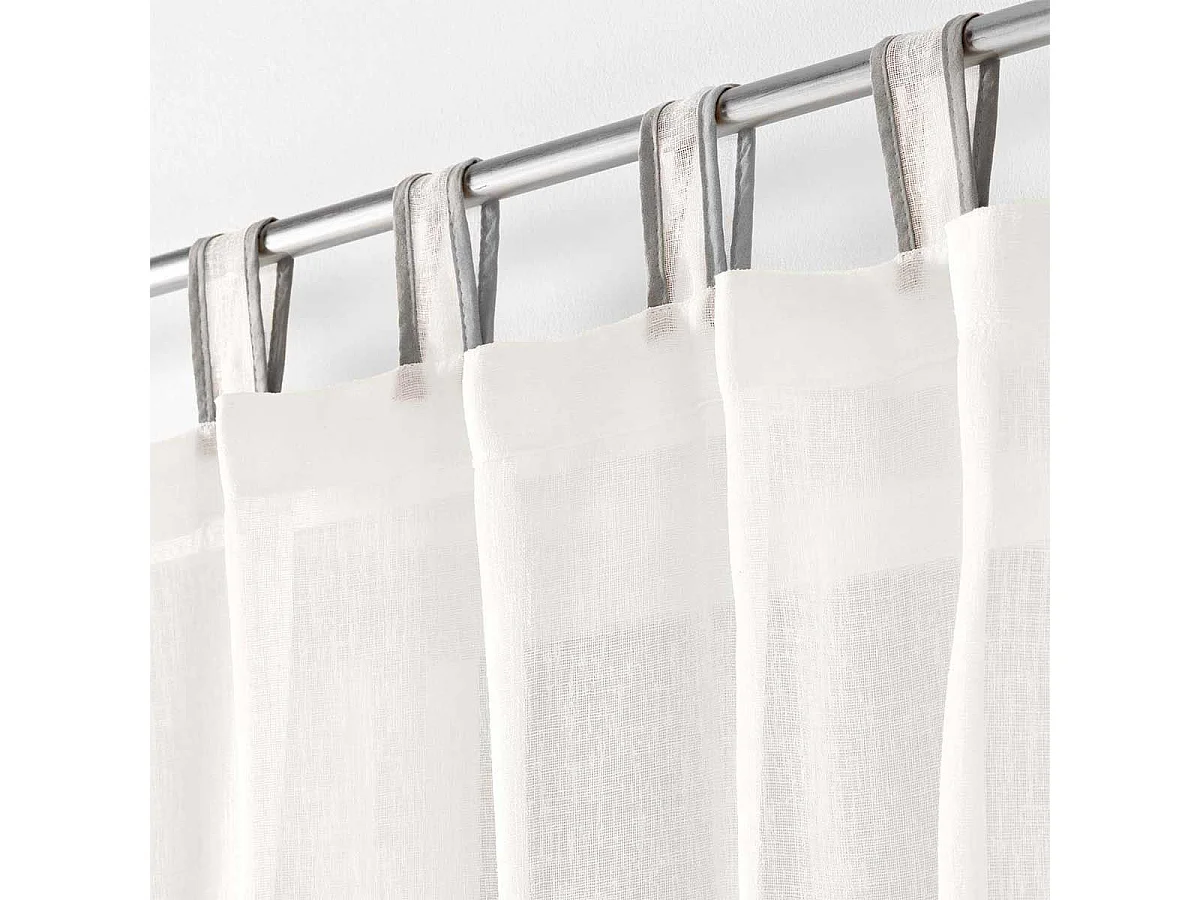 Rideau Voilage à Passants "Casalina" 140x240cm Blanc & Gris