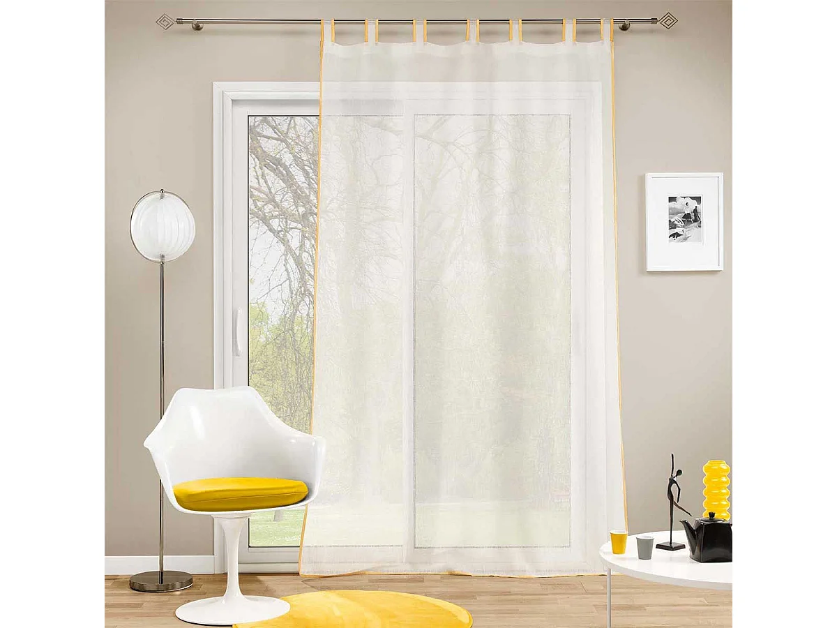 Rideau Voilage à Passants "Casalina" 140x240cm Blanc & Gris