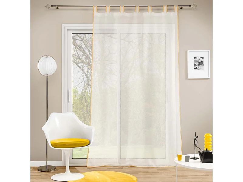 Rideau Voilage à Passants "Casalina" 140x240cm Blanc & Jaune