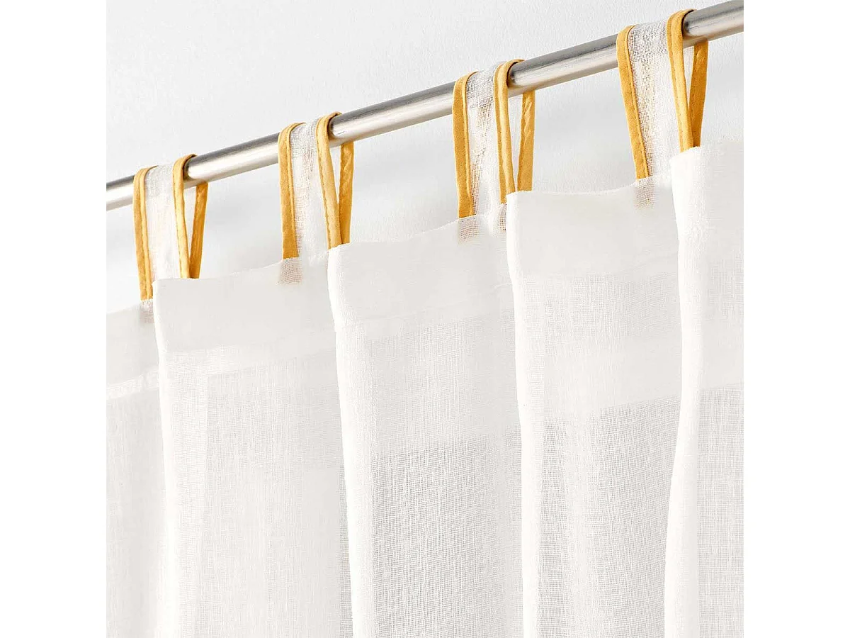 Rideau Voilage à Passants "Casalina" 140x240cm Blanc & Jaune