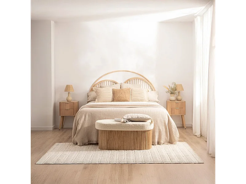 Mesita de noche 2 cajones de Madera Natural 62 x 40- Mina