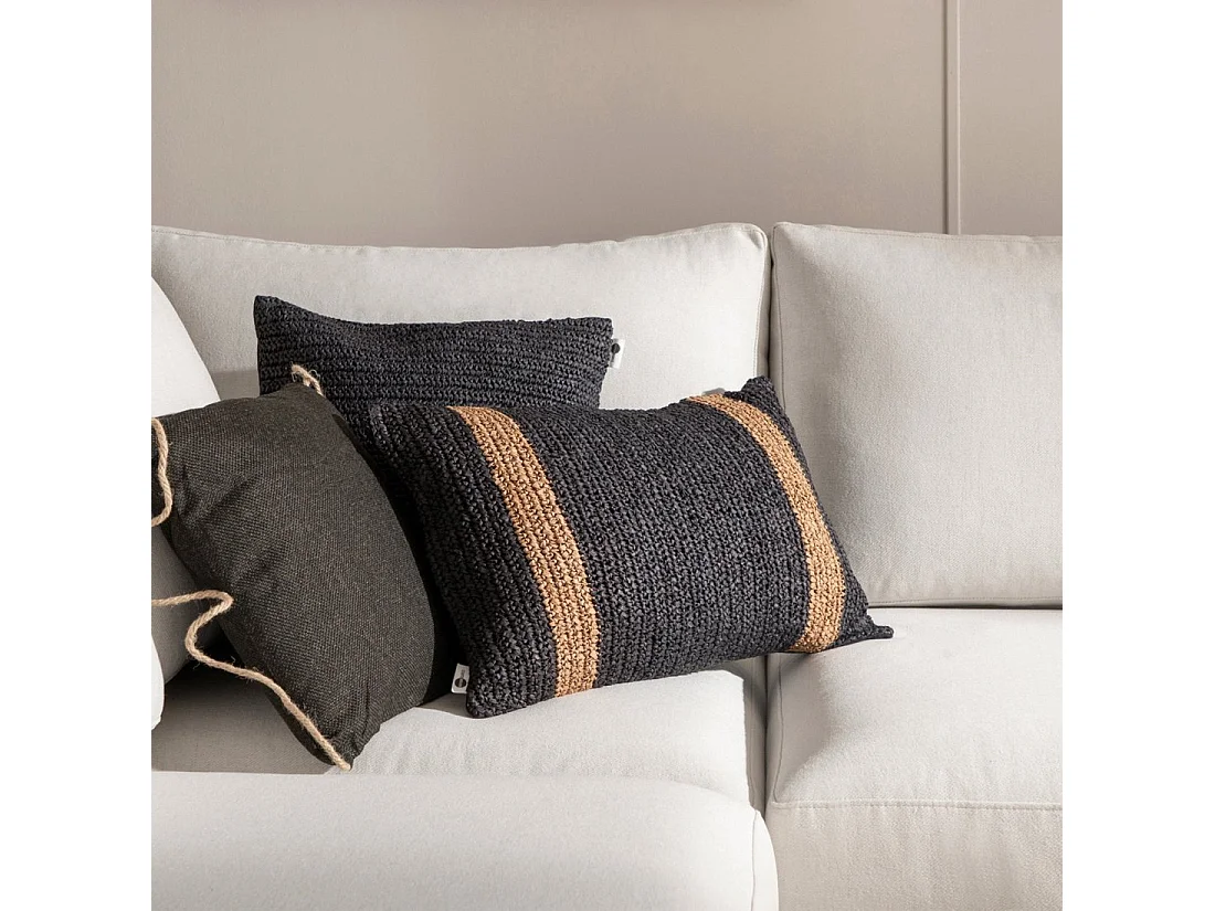 Coussin en fibre naturelle noir 60x40 cm-Nomad