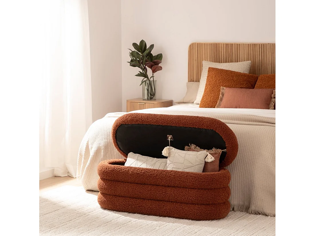 Banco en revêtement en moutonnet terracotta / orange 100x45 cm-Roma