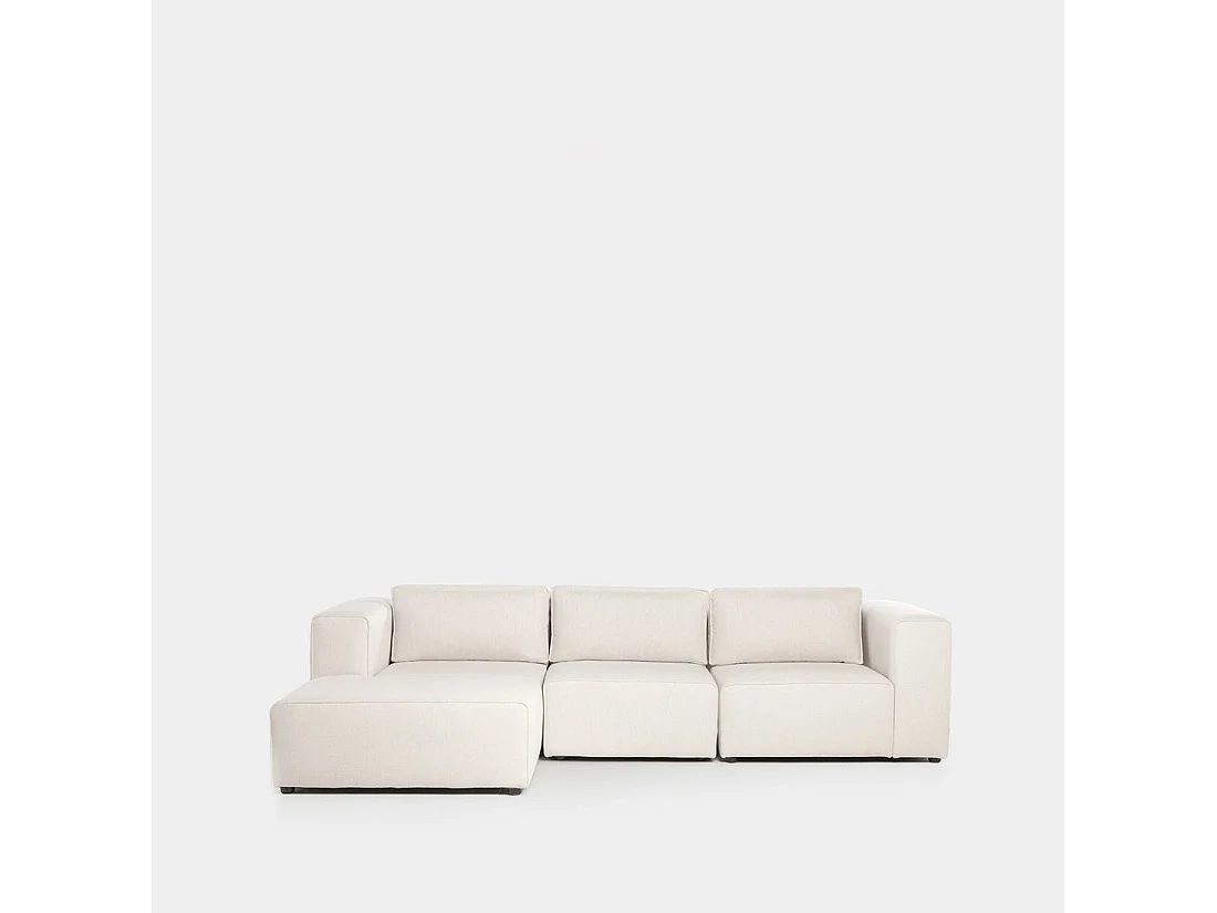 Canapé chaise longue en tissu beige 297x78 cm-Owen