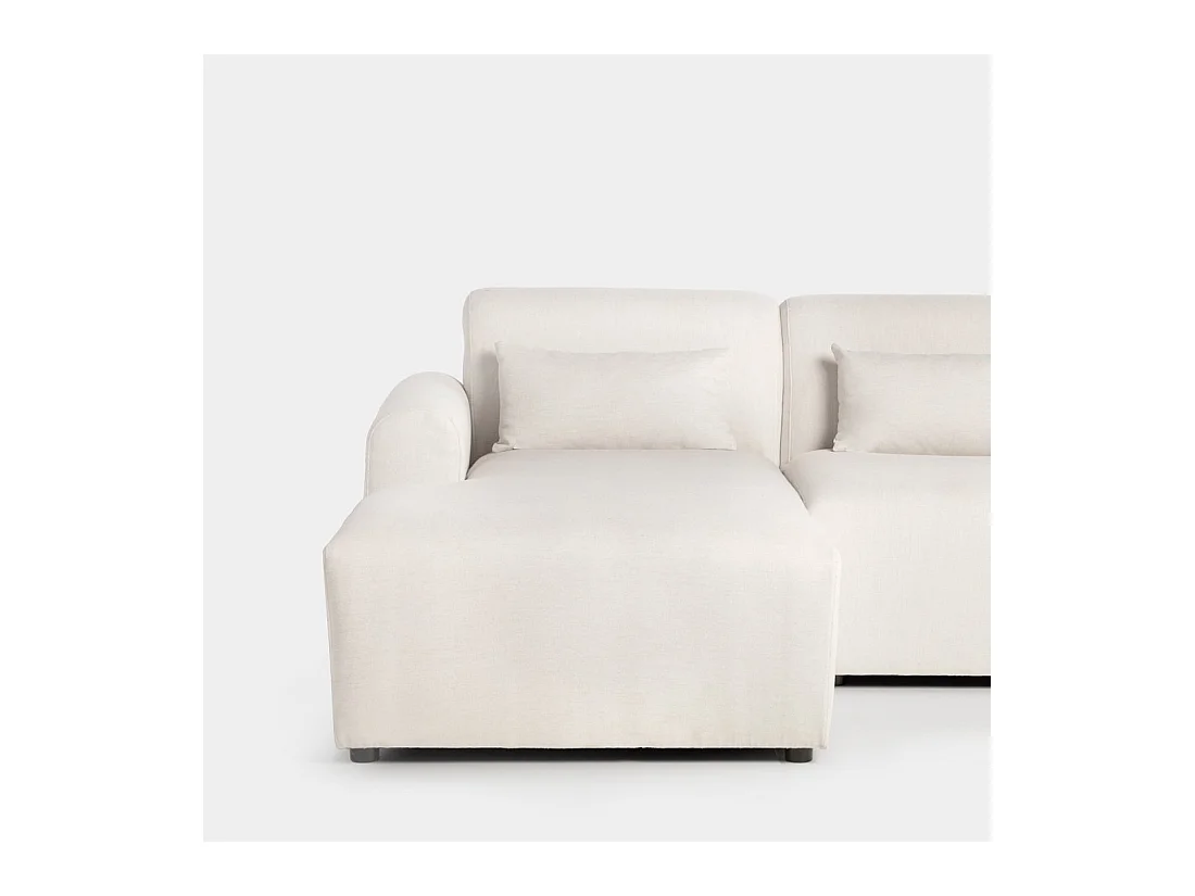 Canapé chaise longue en tissu beige 280x87 cm-Cillian