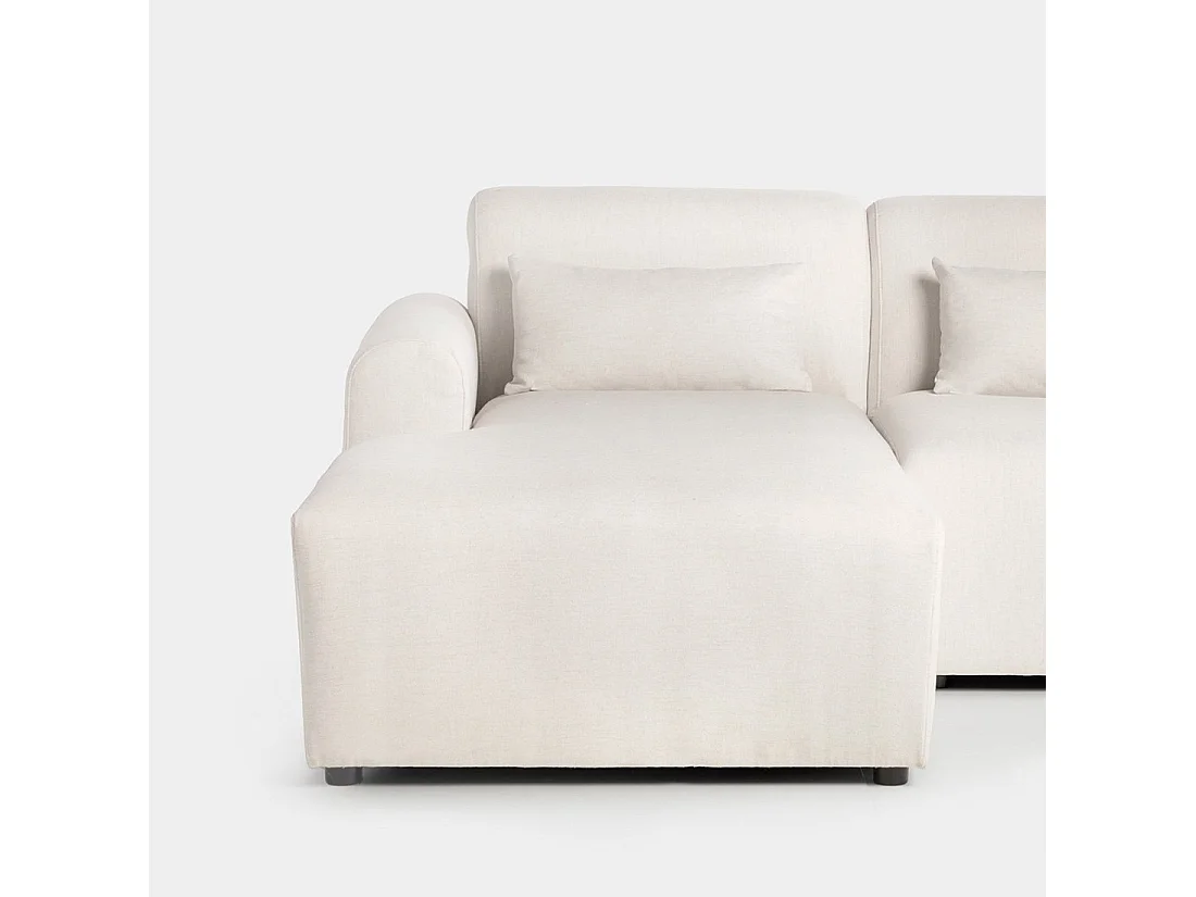 Sofá chaise longue de Poliéster Beige 87 x 280- Cillian