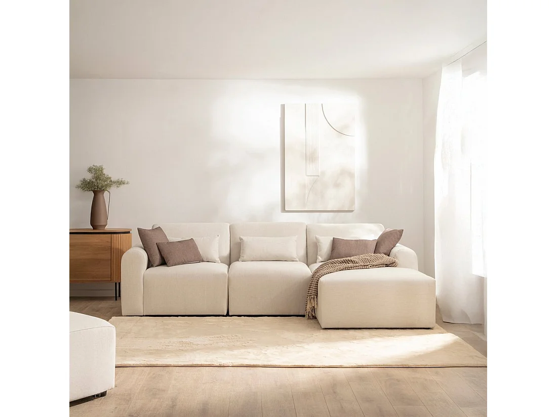 Sofá chaise longue de Poliéster Beige 87 x 280- Cillian