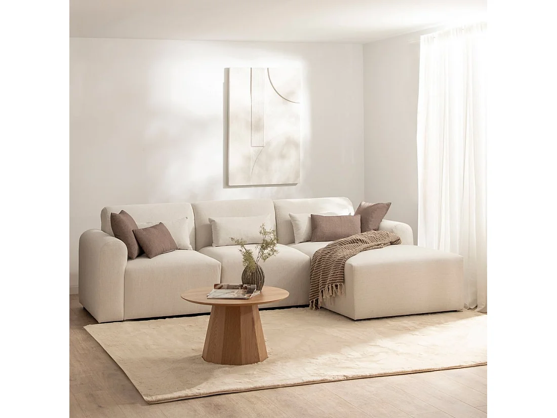 Sofá chaise longue de Poliéster Beige 87 x 280- Cillian