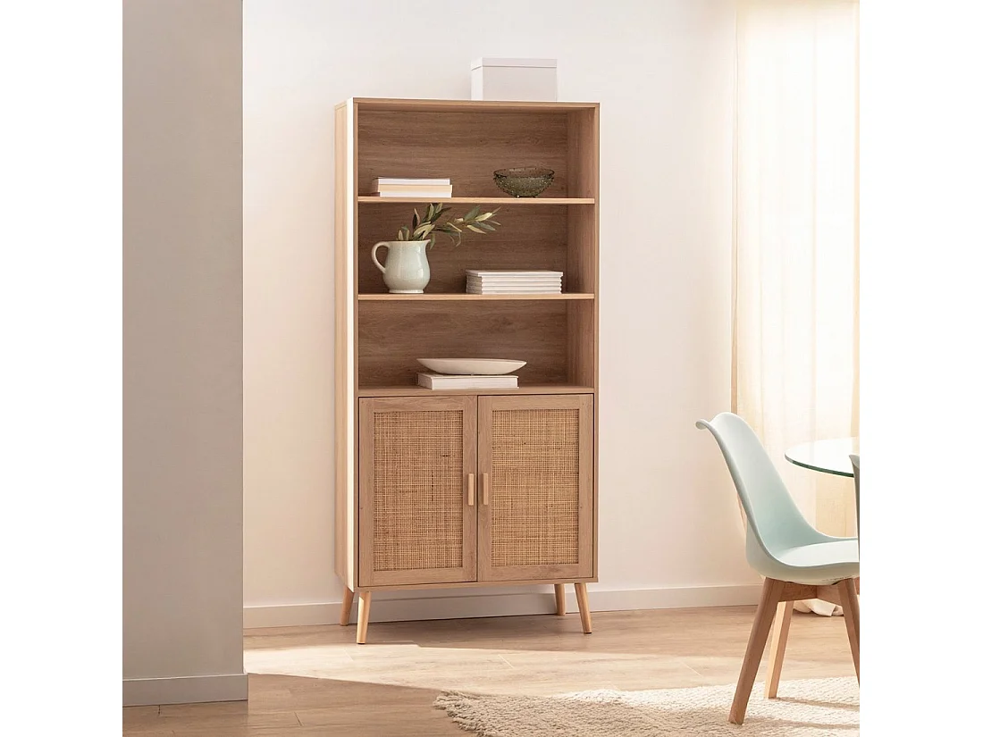 Étagère haute en rotin naturel 80x171 cm-Tahiti