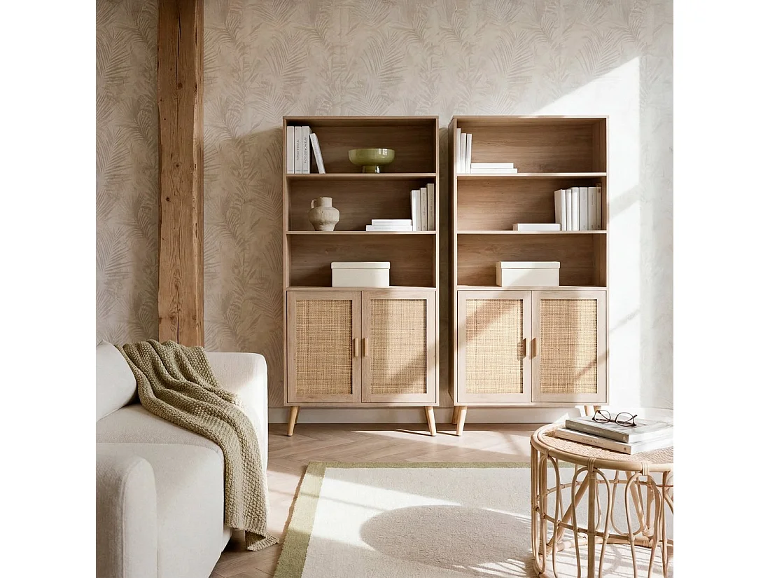 Étagère haute en rotin naturel 80x171 cm-Tahiti