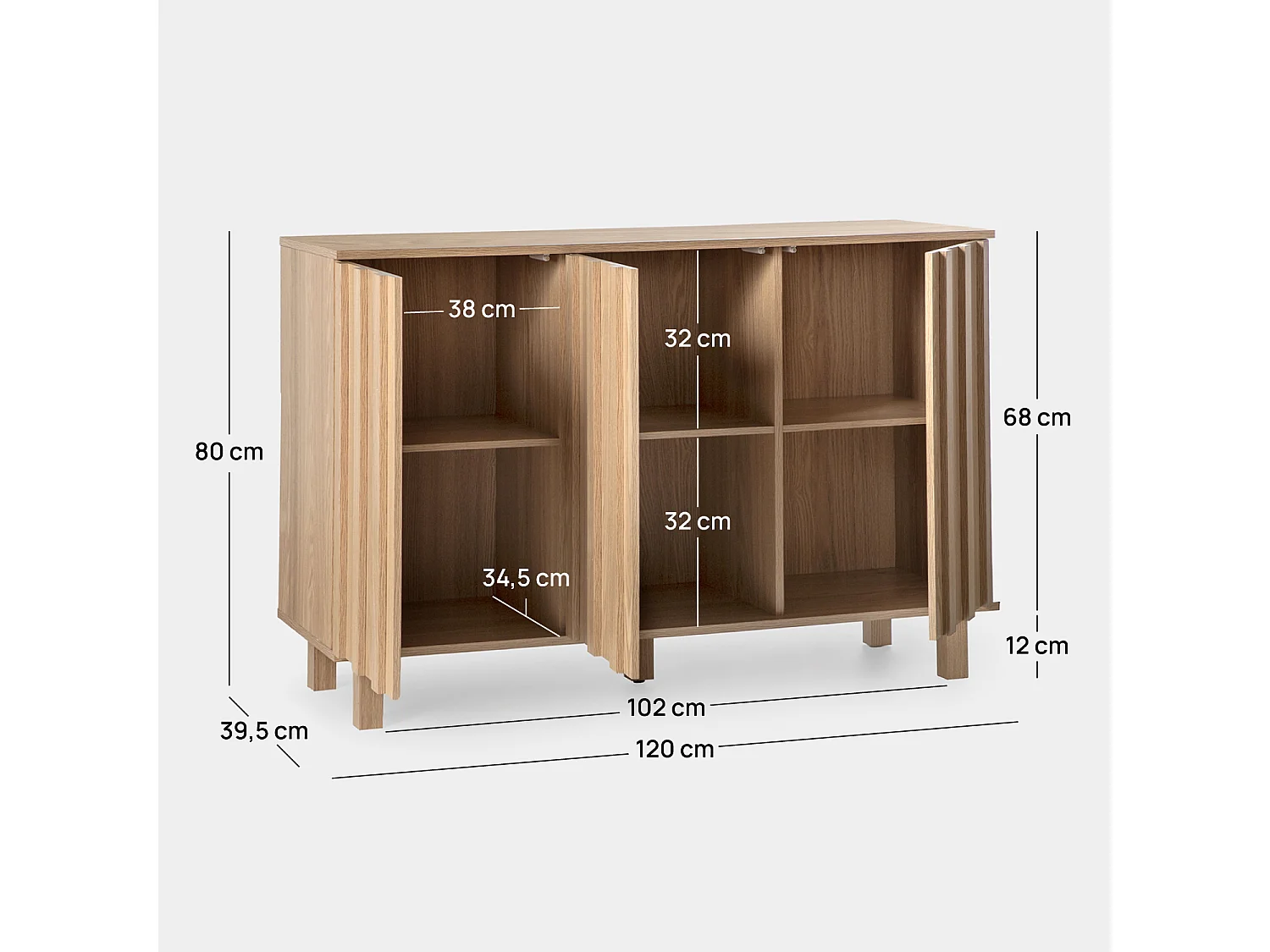 Buffet en bois naturel 120x80 cm-Otto