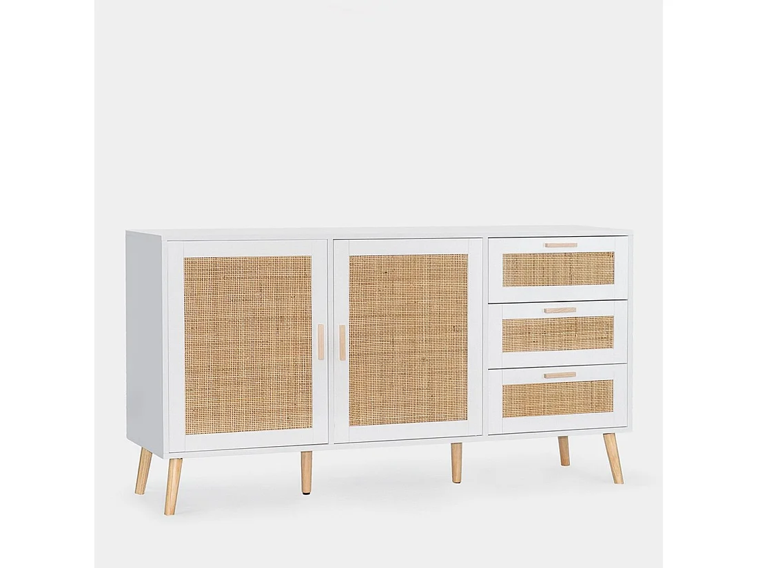 Buffet en fibre naturelle blanc 148x79 cm-Tahiti