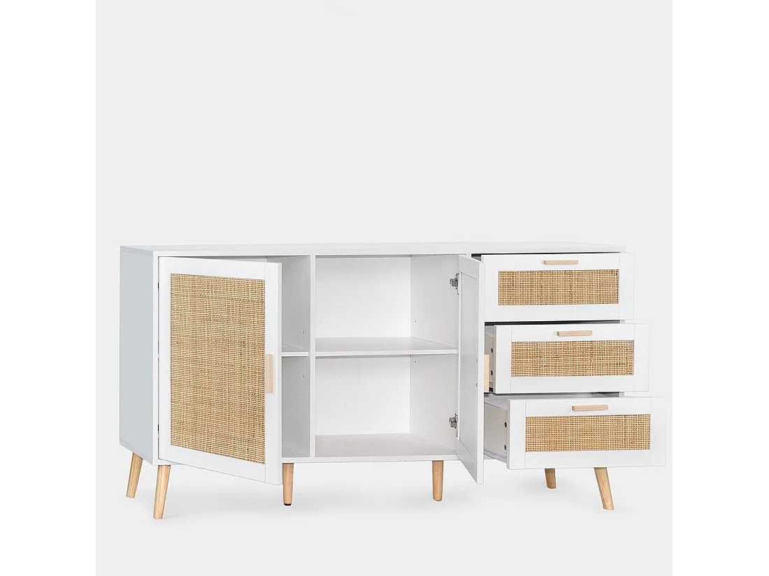 Buffet en fibre naturelle blanc 148x79 cm-Tahiti