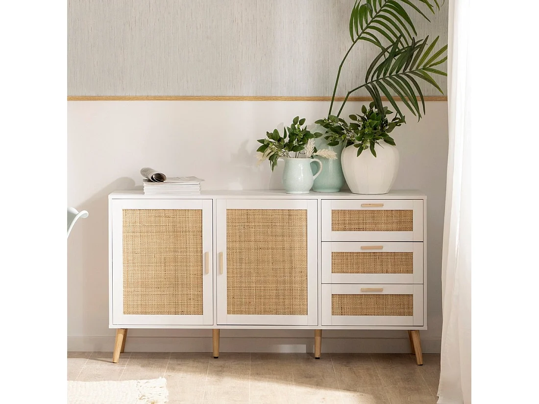 Aparador de Fibra natural Blanco 79 x 148- Tahiti