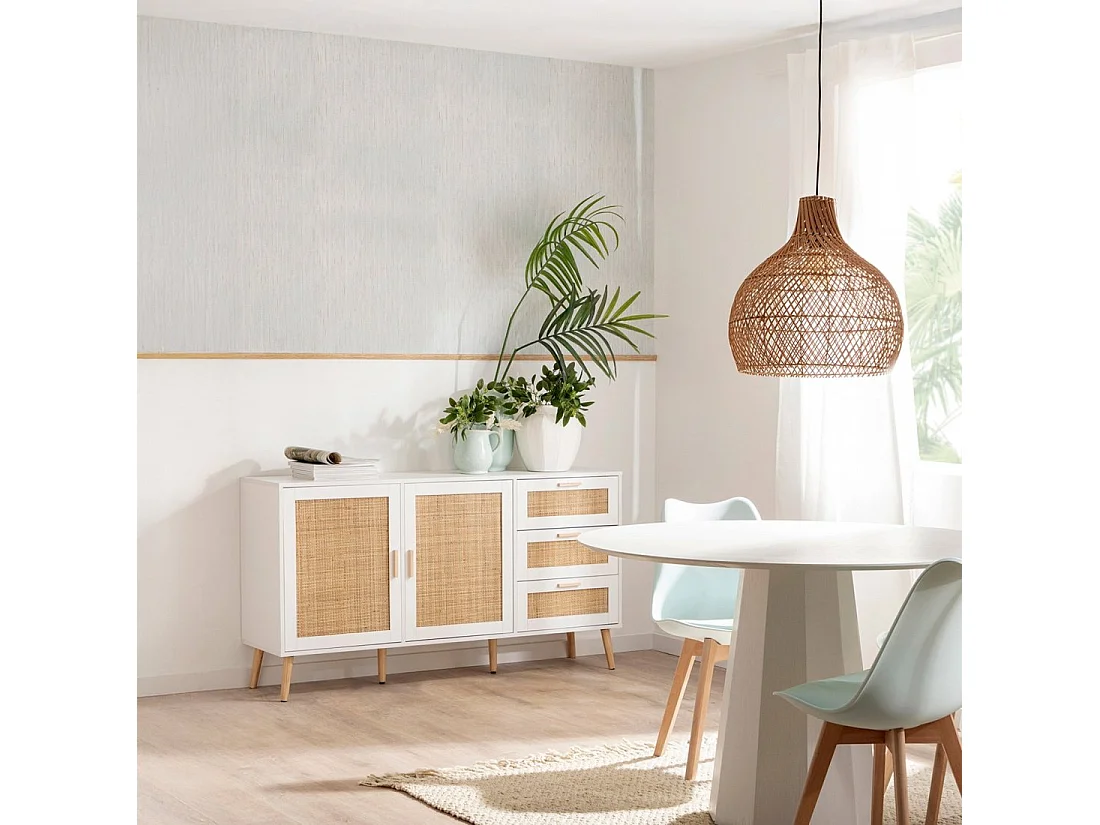 Aparador de Fibra natural Blanco 79 x 148- Tahiti