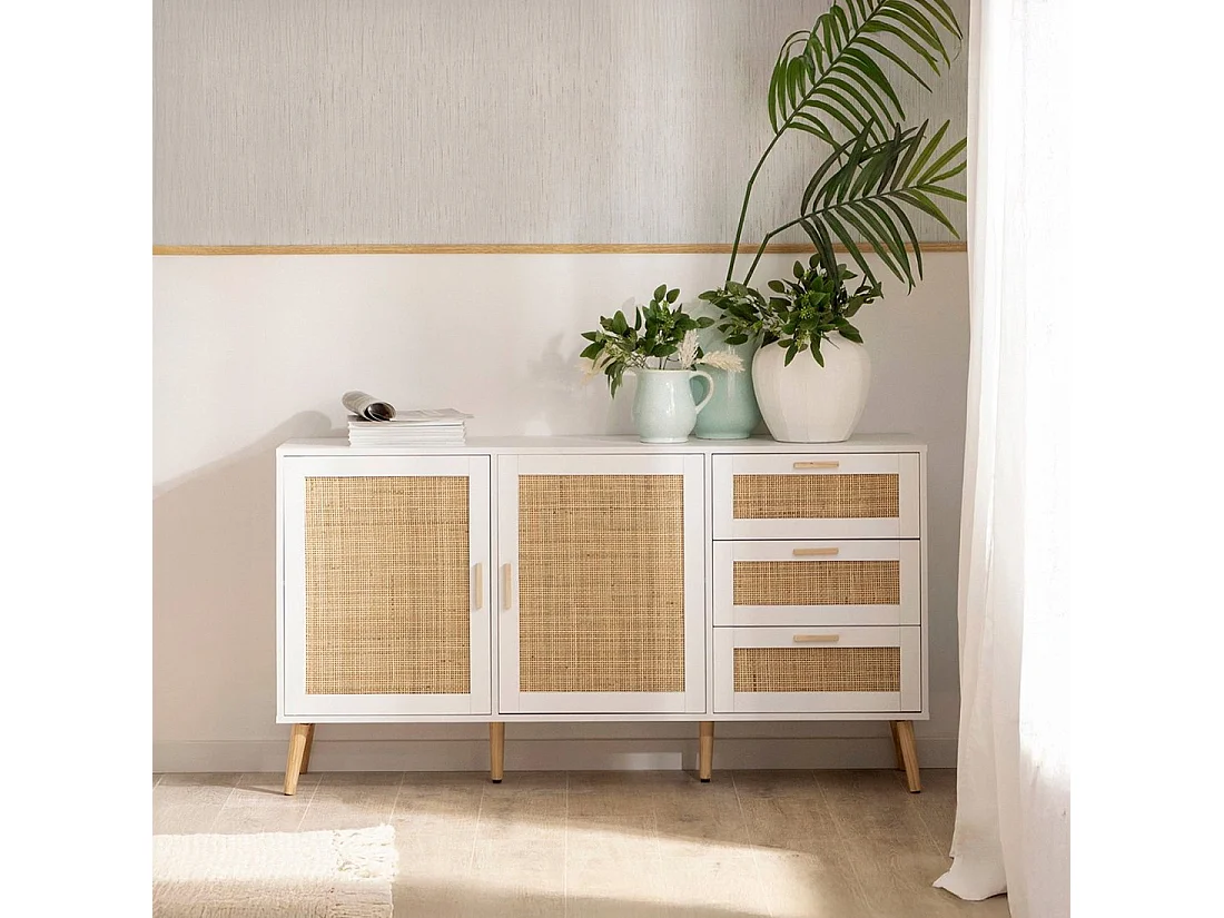 Aparador de Fibra natural Blanco 79 x 148- Tahiti