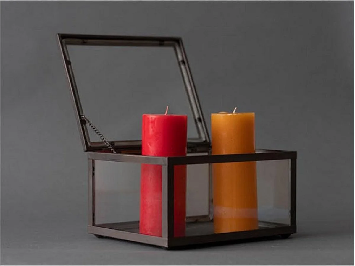 Présentoir vitrine - Métal anthracite 28x22x15,5 cm