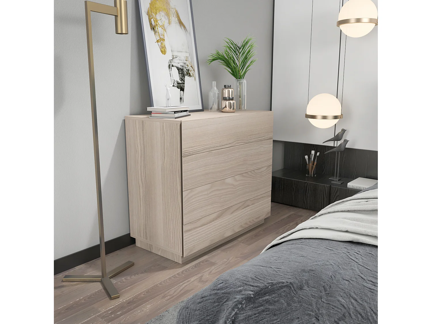 Lines Commode à 4 Tiroirs | 90 x 81 cm | Design Modern