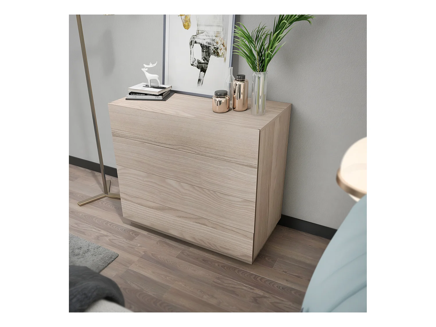 Lines Commode à 4 Tiroirs | 90 x 81 cm | Design Modern