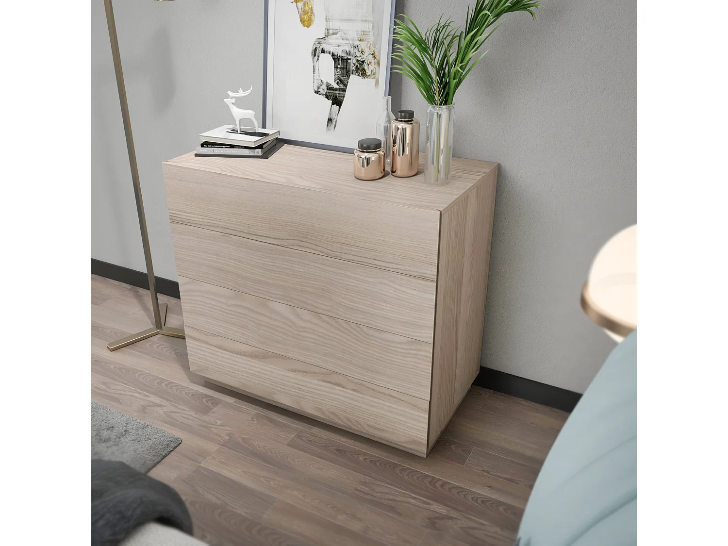 Lines Commode à 4 Tiroirs | 90 x 81 cm | Design Modern