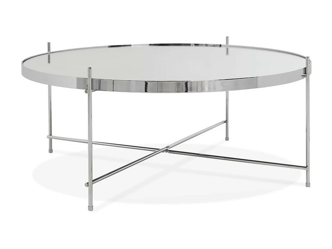 Table Basse Design en Verre "Rona" 83cm Chromé