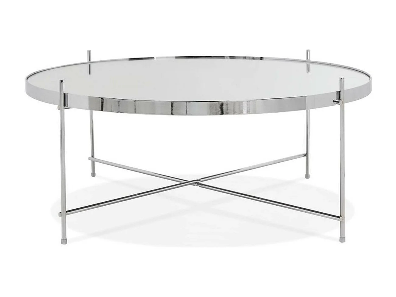 Table Basse Design en Verre "Rona" 83cm Chromé