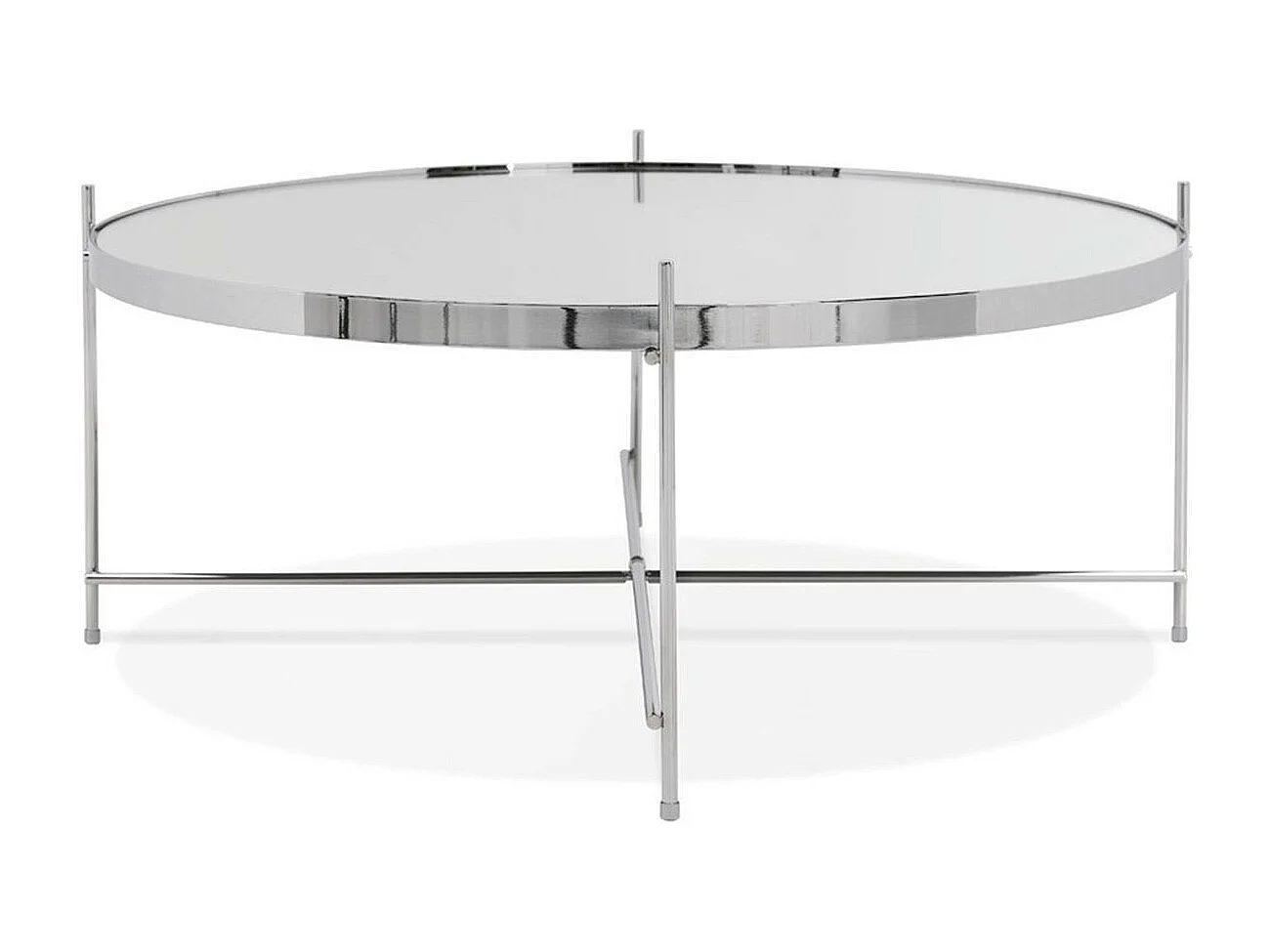 Table Basse Design en Verre "Rona" 83cm Chromé