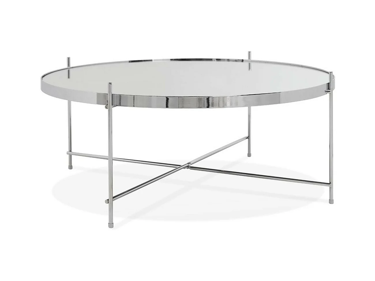 Table Basse Design en Verre "Rona" 83cm Chromé