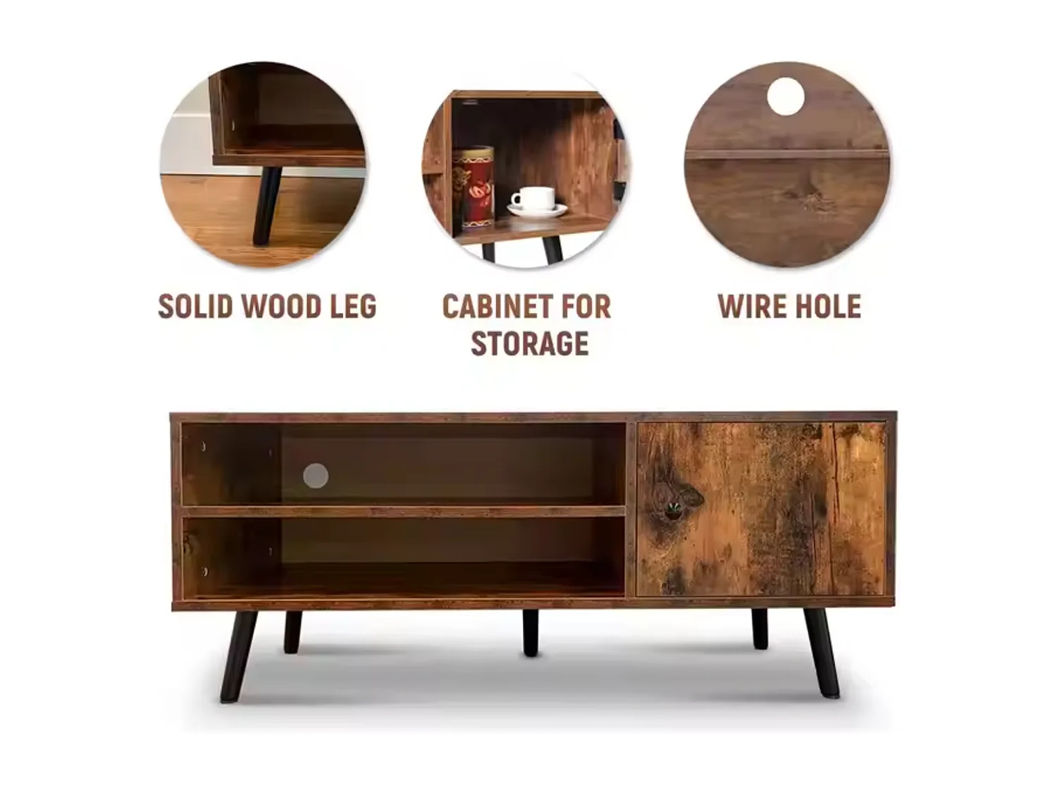 Meuble TV Atlas - Brun - 110x40x49,5 cm