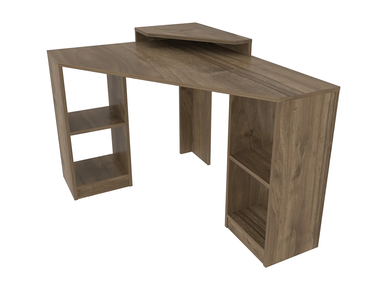 Bureau d'angle Flot 120 cm - Etagères ouvertes - Stand d'écran