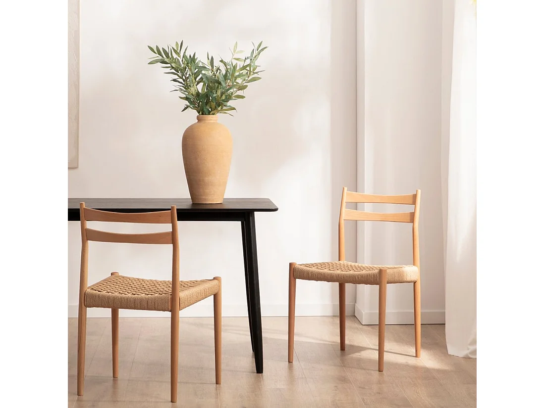 Chaise de salle à manger en bois naturel 51x81 cm-Vina